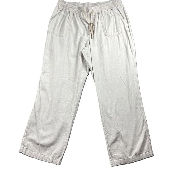 Cato Linen Pants Pull On Elastic Waist Pockets Beachy Coastal Tan 18/20 D183 - Picture 1 of 11